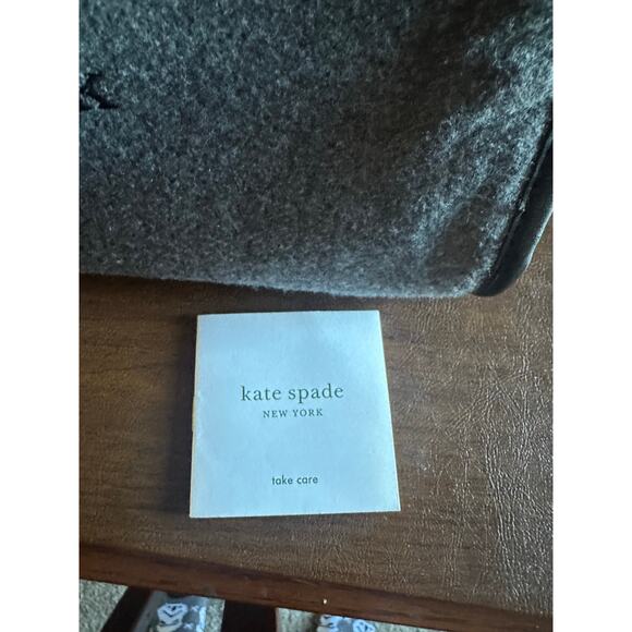 Kate Spade New York Black/Grey Ella Felt and Leather Large Top Zip Tote EUC 499 - Picture 8 of 16